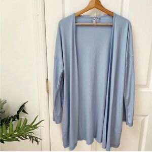 Free People Intimately Long Sleeve Ripped Duster Cardigan in Blue